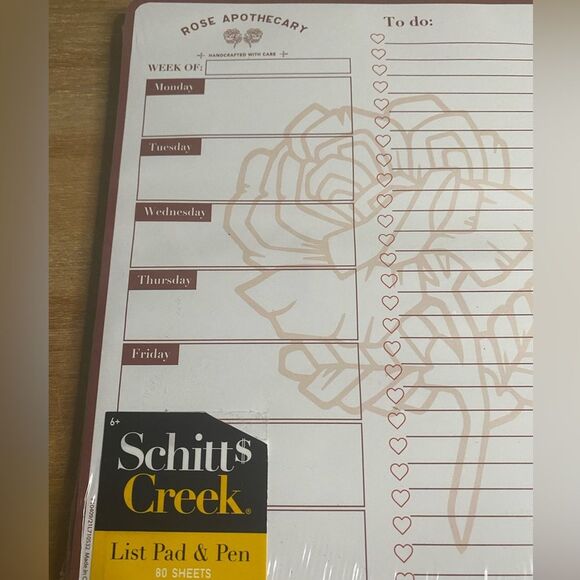 New Schitt's Creek List Pad and Pen Set Rose Apothecary To Do Note Pad 80 Sheets - Picture 2 of 5